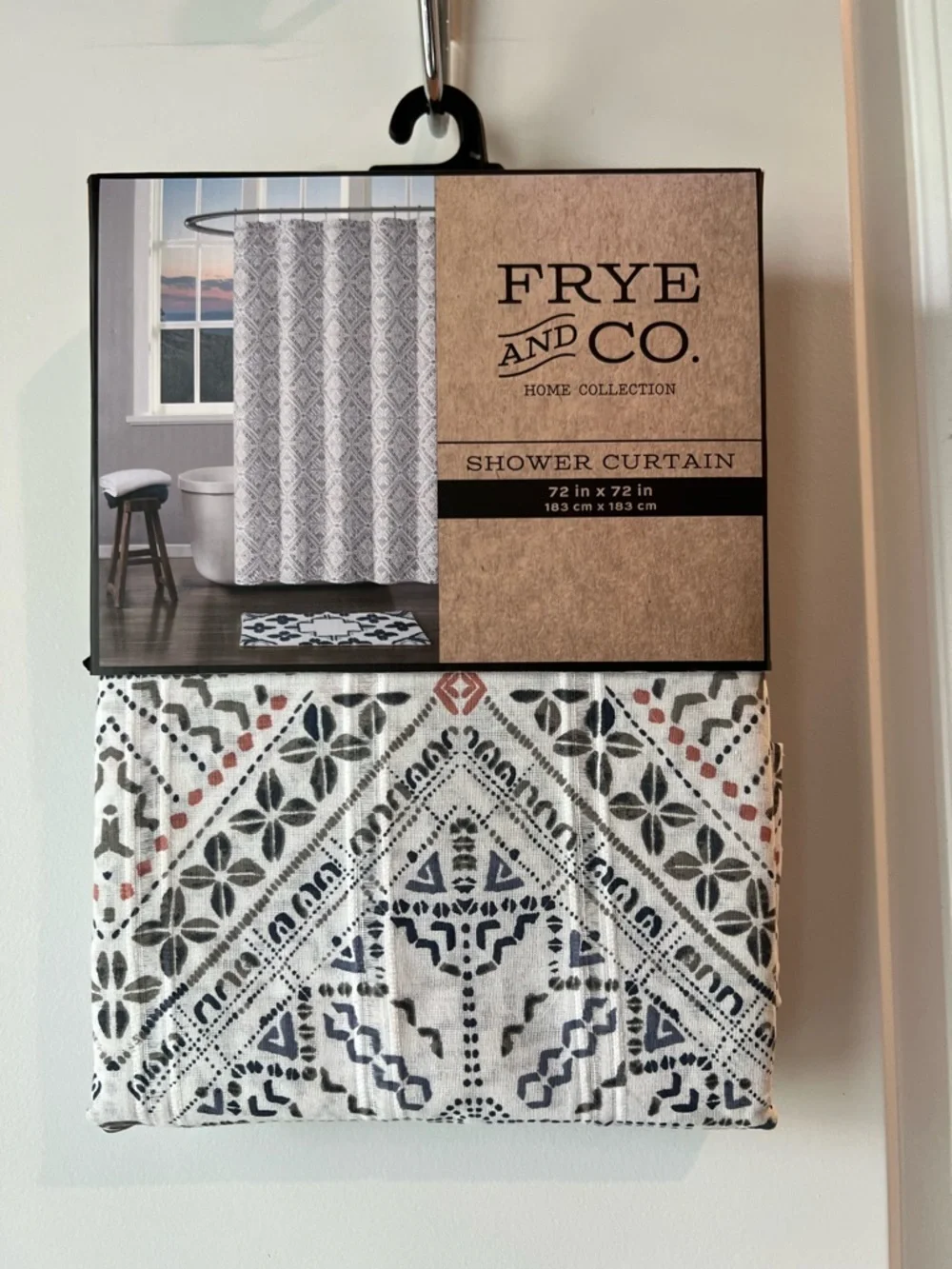 FRYE AND CO. White and Gray Moroccan Tile Shower Curtain